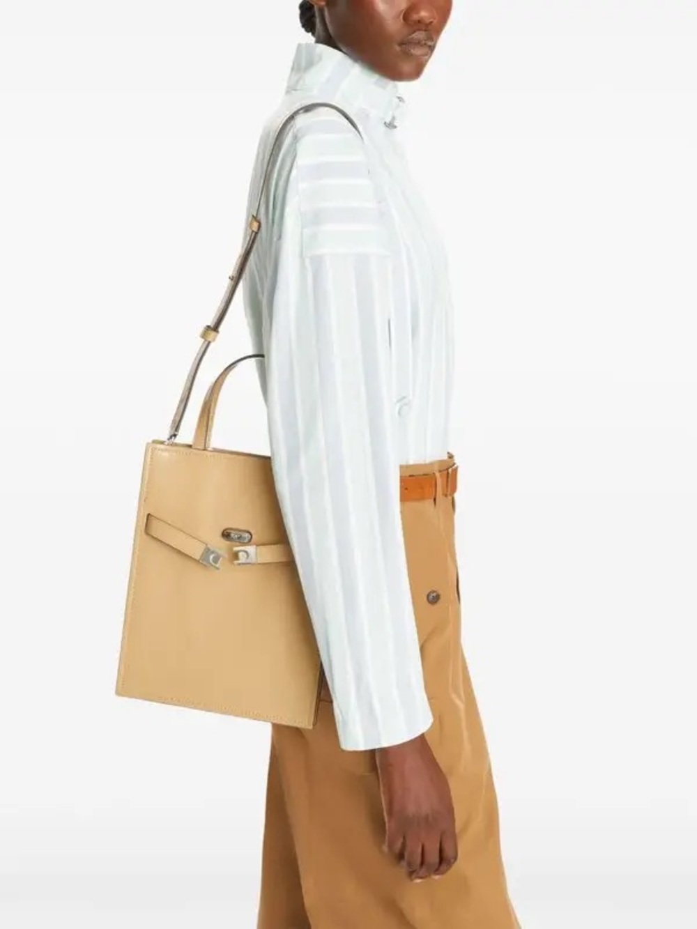 Tory Burch Lee Radziwill Small Shopper Tote Desert Palm Patent Leather Bag RARE - Picture 13 of 15